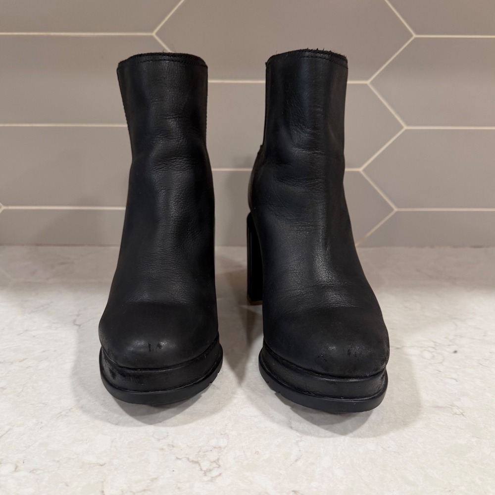 Sorel Blake Black Leather Ankle Boots Womens 8.5 Pull On Goth Grunge Whimsigoth - Picture 3 of 8